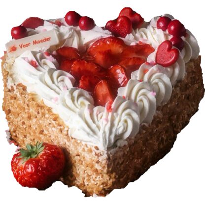 Hartvormig aardbeien taartje
