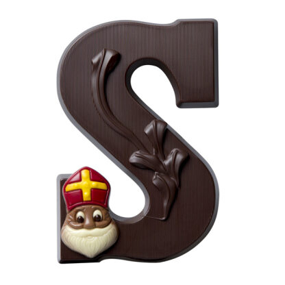 Ambachtelijke Chocoladeletter S Puur met Sint decoratie